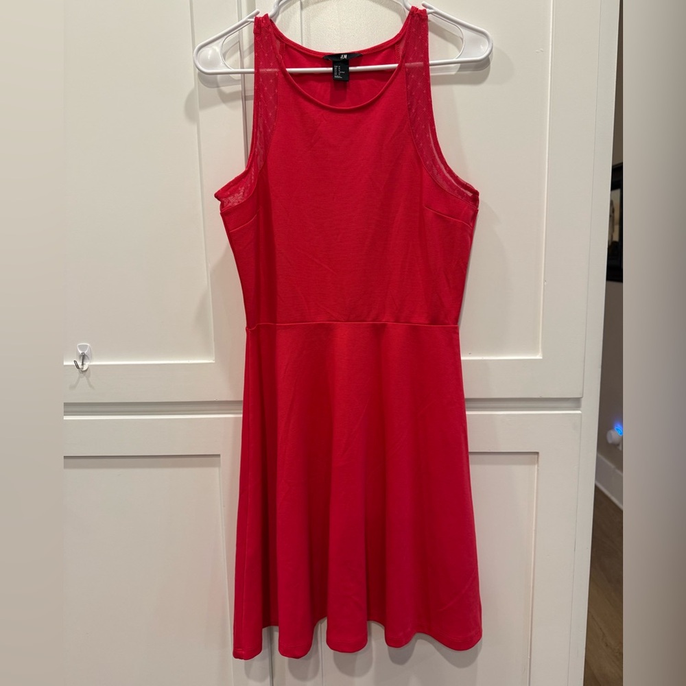 Hot Pink fit ‘n flare sleeveless size Medium soft‎ simple dress.